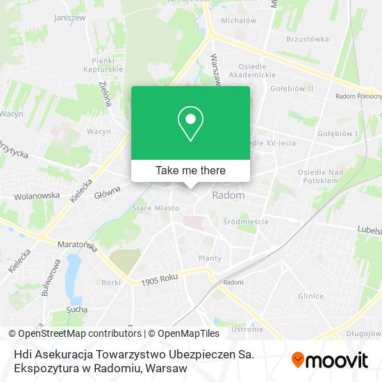Карта Hdi Asekuracja Towarzystwo Ubezpieczen Sa. Ekspozytura w Radomiu