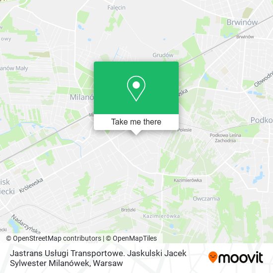 Карта Jastrans Usługi Transportowe. Jaskulski Jacek Sylwester Milanówek