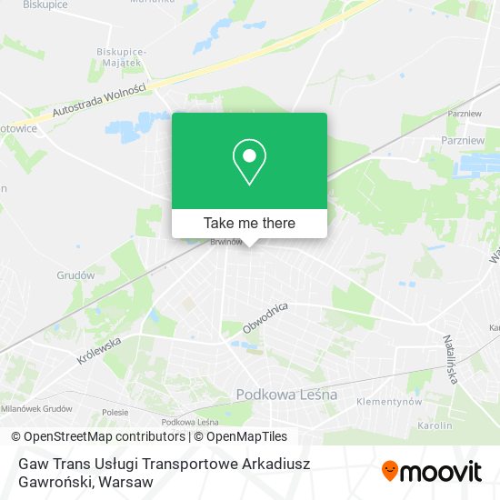 Карта Gaw Trans Usługi Transportowe Arkadiusz Gawroński