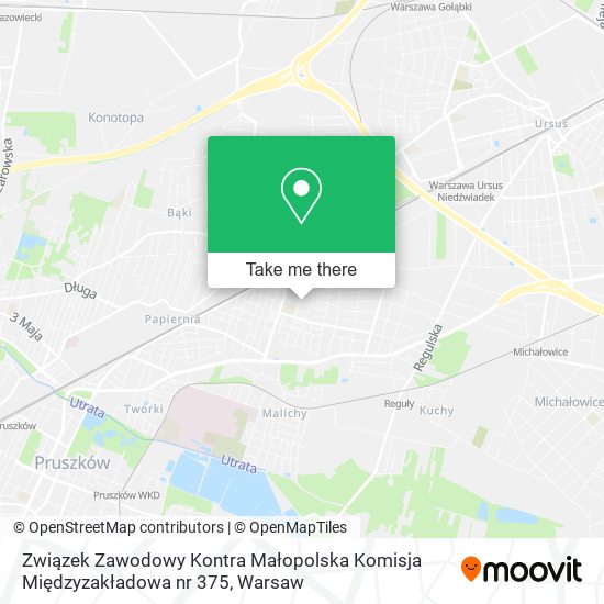 Związek Zawodowy Kontra Małopolska Komisja Międzyzakładowa nr 375 map