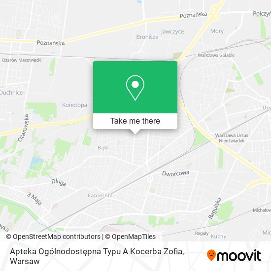 Apteka Ogólnodostępna Typu A Kocerba Zofia map