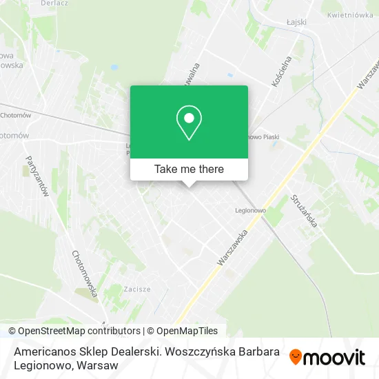 Americanos Sklep Dealerski. Woszczyńska Barbara Legionowo map