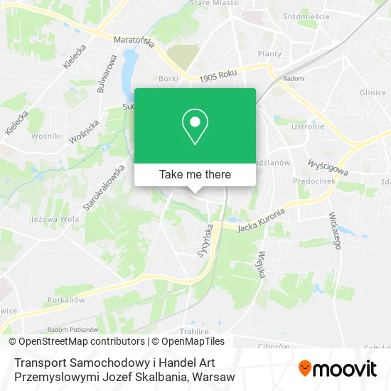 Карта Transport Samochodowy i Handel Art Przemyslowymi Jozef Skalbania