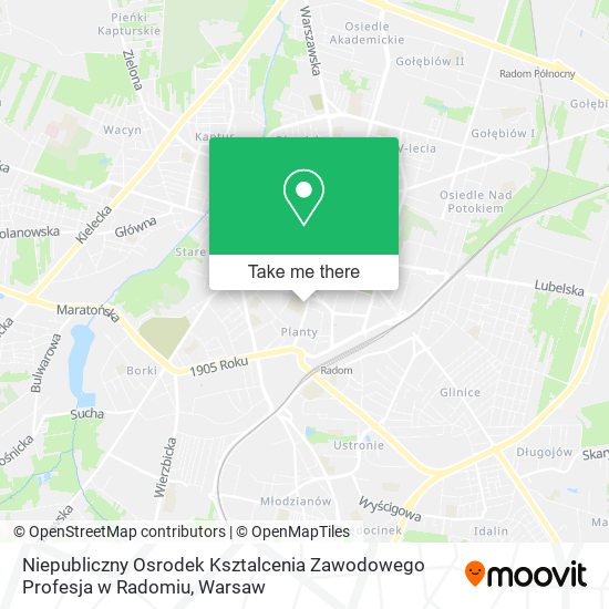 Niepubliczny Osrodek Ksztalcenia Zawodowego Profesja w Radomiu map