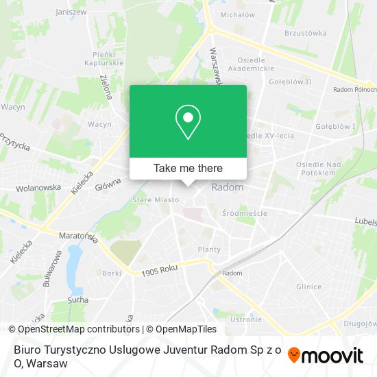 Biuro Turystyczno Uslugowe Juventur Radom Sp z o O map