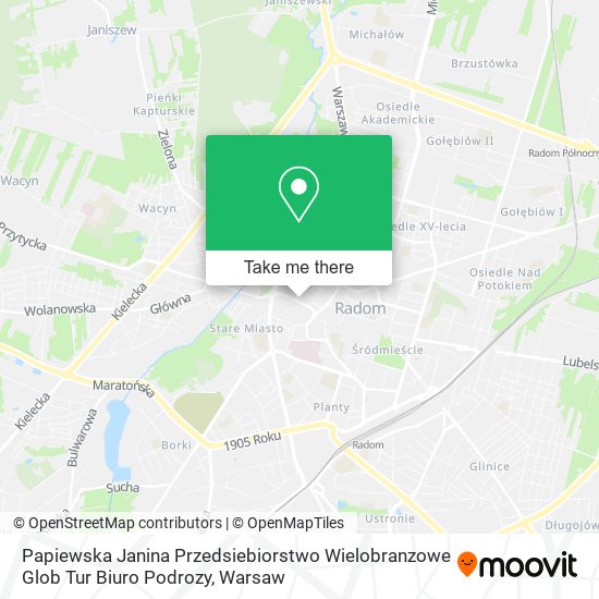 Papiewska Janina Przedsiebiorstwo Wielobranzowe Glob Tur Biuro Podrozy map