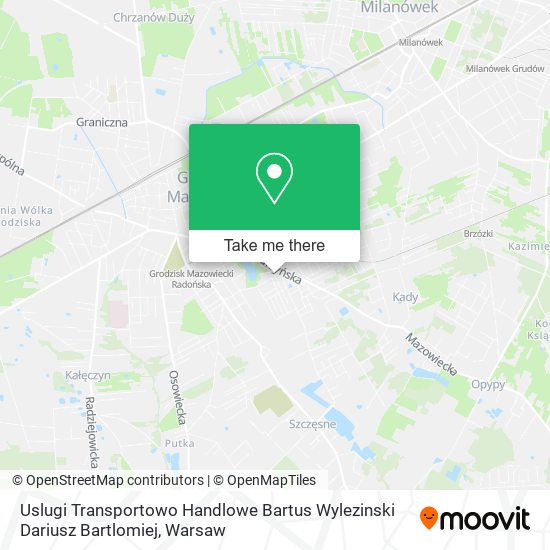 Карта Uslugi Transportowo Handlowe Bartus Wylezinski Dariusz Bartlomiej