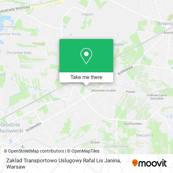 Карта Zaklad Transportowo Uslugowy Rafal Lis Janina