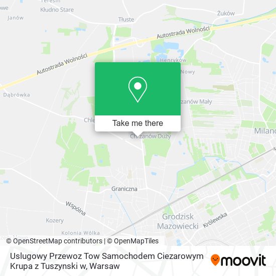 Uslugowy Przewoz Tow Samochodem Ciezarowym Krupa z Tuszynski w map