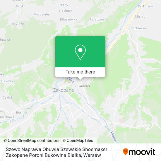 Szewc Naprawa Obuwia Szewskie Shoemaker Zakopane Poroni Bukowina Białka map