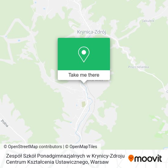 Zespół Szkół Ponadgimnazjalnych w Krynicy-Zdroju Centrum Kształcenia Ustawicznego map