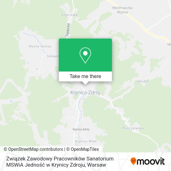 Związek Zawodowy Pracowników Sanatorium MSWiA Jedność w Krynicy Zdroju map