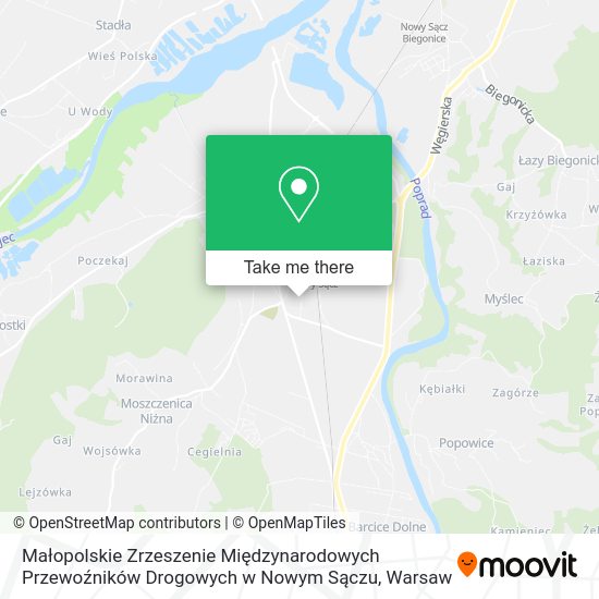 Małopolskie Zrzeszenie Międzynarodowych Przewoźników Drogowych w Nowym Sączu map