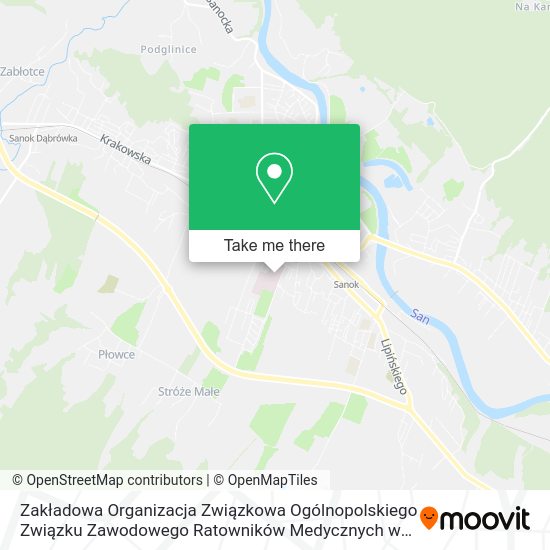 Zakładowa Organizacja Związkowa Ogólnopolskiego Związku Zawodowego Ratowników Medycznych w Sanoku map