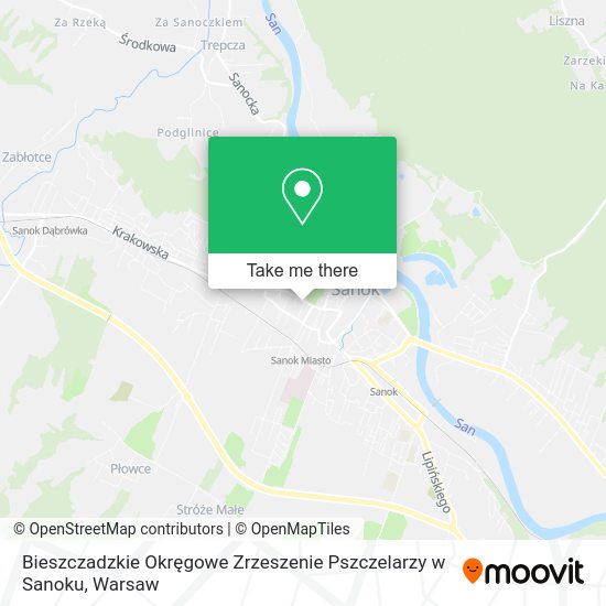 Карта Bieszczadzkie Okręgowe Zrzeszenie Pszczelarzy w Sanoku