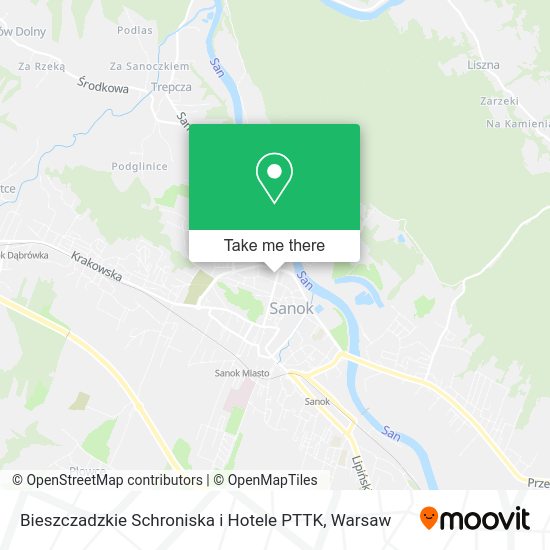 Bieszczadzkie Schroniska i Hotele PTTK map