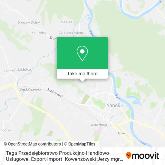 Карта Tega Przedsiębiorstwo Produkcjno-Handlowo-Usługowe. Export-Import. Kowenzowski Jerzy mgr Sanok