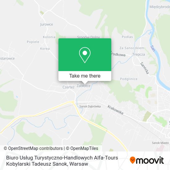 Biuro Usług Turystyczno-Handlowych Alfa-Tours Kobylarski Tadeusz Sanok map