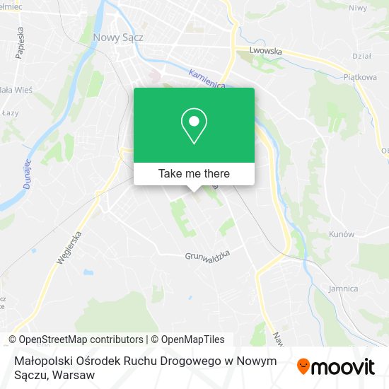 Małopolski Ośrodek Ruchu Drogowego w Nowym Sączu map