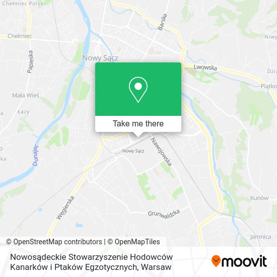 Nowosądeckie Stowarzyszenie Hodowców Kanarków i Ptaków Egzotycznych map