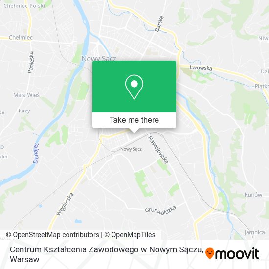 Centrum Kształcenia Zawodowego w Nowym Sączu map