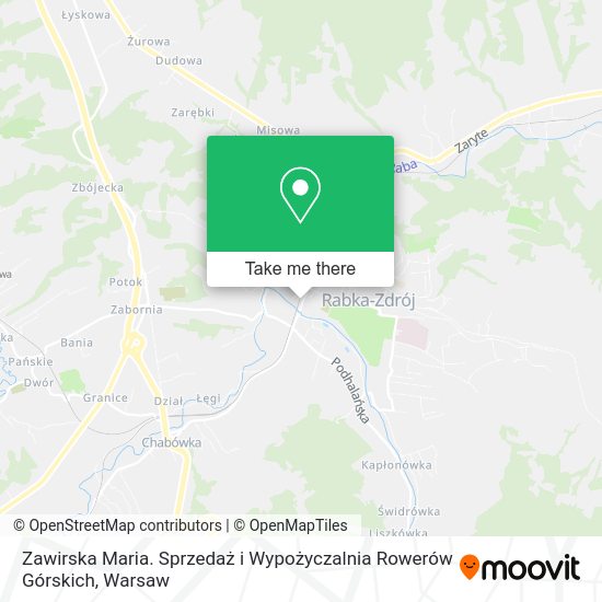 Zawirska Maria. Sprzedaż i Wypożyczalnia Rowerów Górskich map