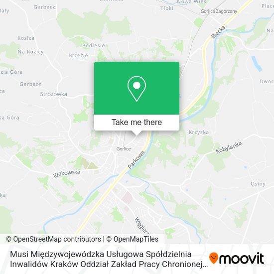 Musi Międzywojewódzka Usługowa Spółdzielnia Inwalidów Kraków Oddział Zakład Pracy Chronionej map