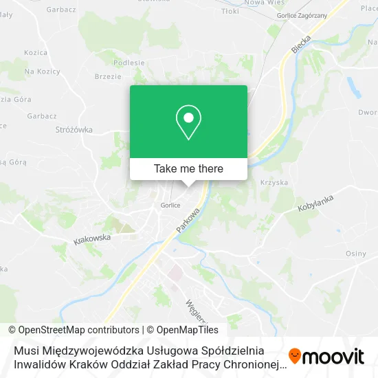 Карта Musi Międzywojewódzka Usługowa Spółdzielnia Inwalidów Kraków Oddział Zakład Pracy Chronionej