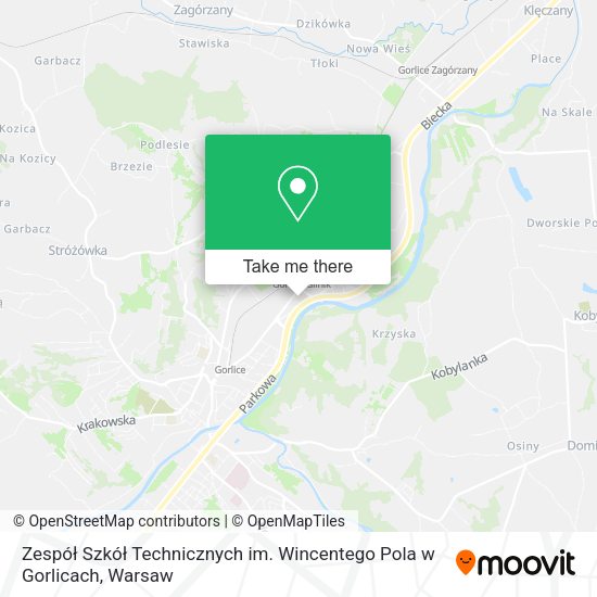 Zespół Szkół Technicznych im. Wincentego Pola w Gorlicach map