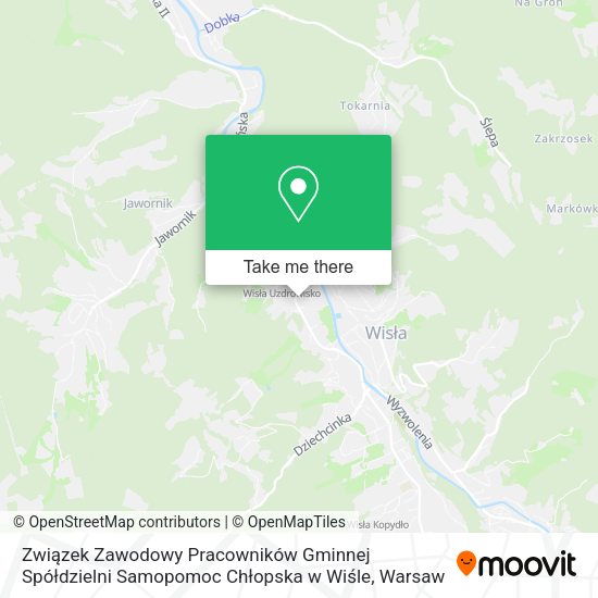 Związek Zawodowy Pracowników Gminnej Spółdzielni Samopomoc Chłopska w Wiśle map