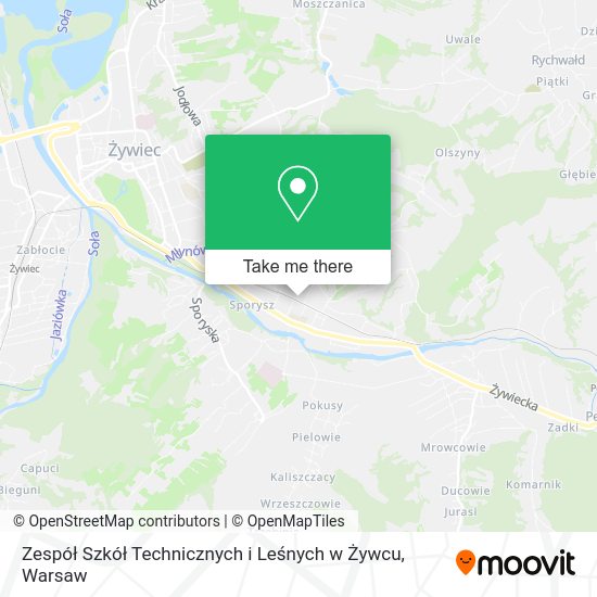 Zespół Szkół Technicznych i Leśnych w Żywcu map