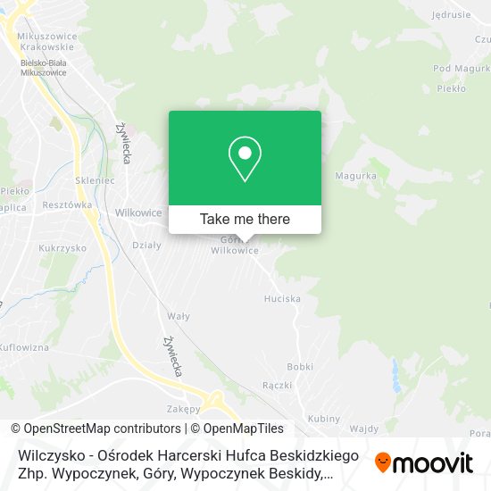 Wilczysko - Ośrodek Harcerski Hufca Beskidzkiego Zhp. Wypoczynek, Góry, Wypoczynek Beskidy map