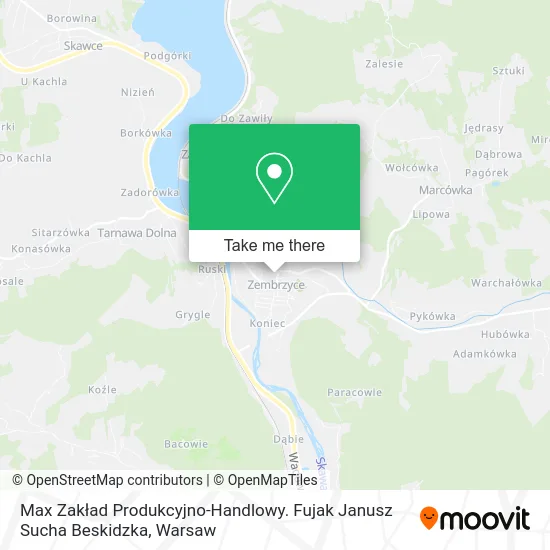 Max Zakład Produkcyjno-Handlowy. Fujak Janusz Sucha Beskidzka map