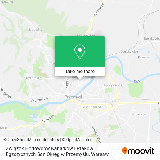 Związek Hodowców Kanarków i Ptaków Egzotycznych San Okręg w Przemyślu map