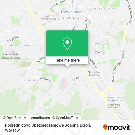 Pośrednictwo Ubezpieczeniowe Joanna Bizoń map