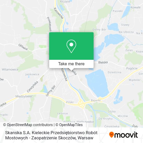 Skanska S.A. Kieleckie Przedsiębiorstwo Robót Mostowych - Zaopatrzenie Skoczów map