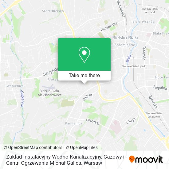 Карта Zakład Instalacyjny Wodno-Kanalizacyjny, Gazowy i Centr. Ogrzewania Michał Galica