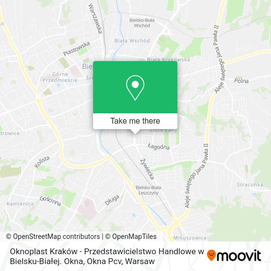 Oknoplast Kraków - Przedstawicielstwo Handlowe w Bielsku-Białej. Okna, Okna Pcv map