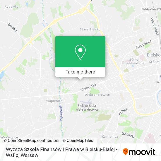 Wyższa Szkoła Finansów i Prawa w Bielsku-Białej - Wsfip map