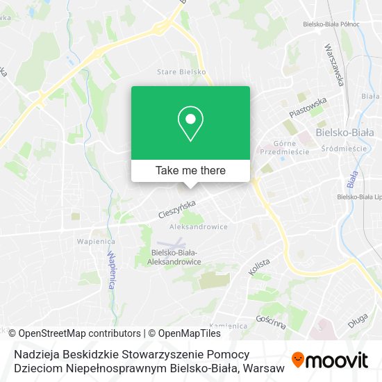 Nadzieja Beskidzkie Stowarzyszenie Pomocy Dzieciom Niepełnosprawnym Bielsko-Biała map