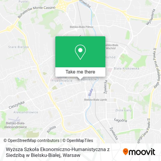 Wyższa Szkoła Ekonomiczno-Humanistyczna z Siedzibą w Bielsku-Białej map