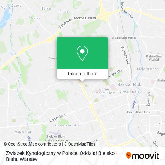 Związek Kynologiczny w Polsce, Oddział Bielsko - Biała map