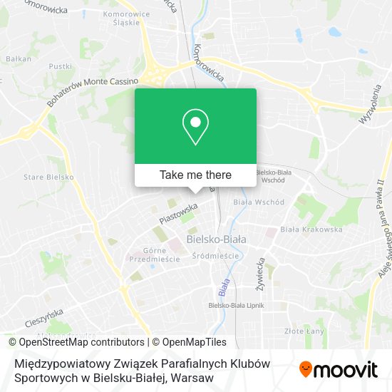 Międzypowiatowy Związek Parafialnych Klubów Sportowych w Bielsku-Białej map