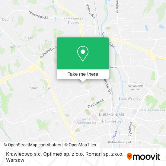 Карта Krawiectwo s.c. Optimex sp. z o.o. Romari sp. z o.o.