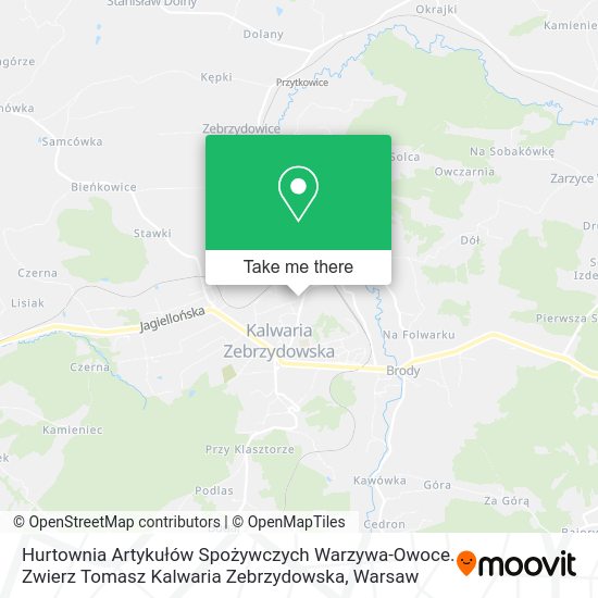 Hurtownia Artykułów Spożywczych Warzywa-Owoce. Zwierz Tomasz Kalwaria Zebrzydowska map