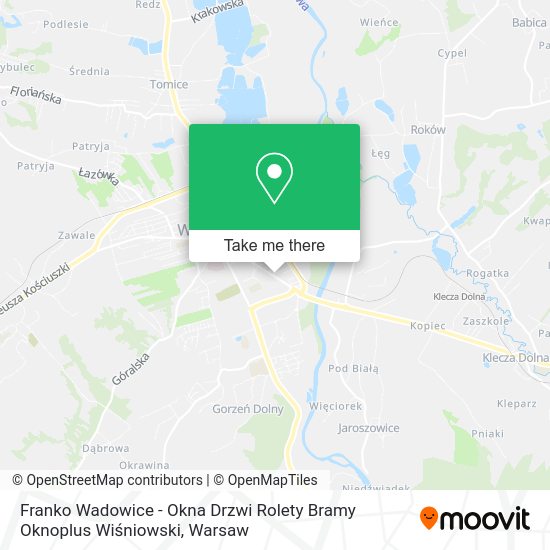 Franko Wadowice - Okna Drzwi Rolety Bramy Oknoplus Wiśniowski map