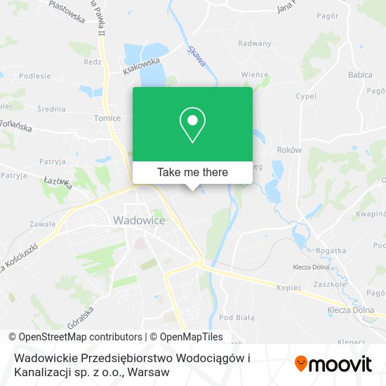 Wadowickie Przedsiębiorstwo Wodociągów i Kanalizacji sp. z o.o. map