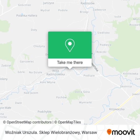 Woźniak Urszula. Sklep Wielobranżowy map