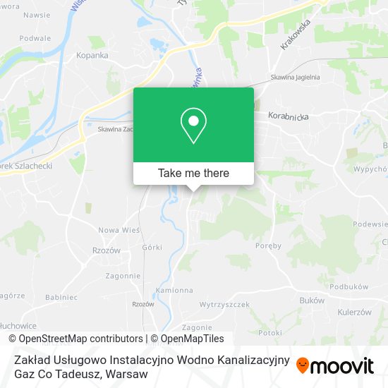 Карта Zakład Usługowo Instalacyjno Wodno Kanalizacyjny Gaz Co Tadeusz