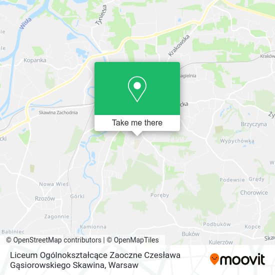Карта Liceum Ogólnokształcące Zaoczne Czesława Gąsiorowskiego Skawina